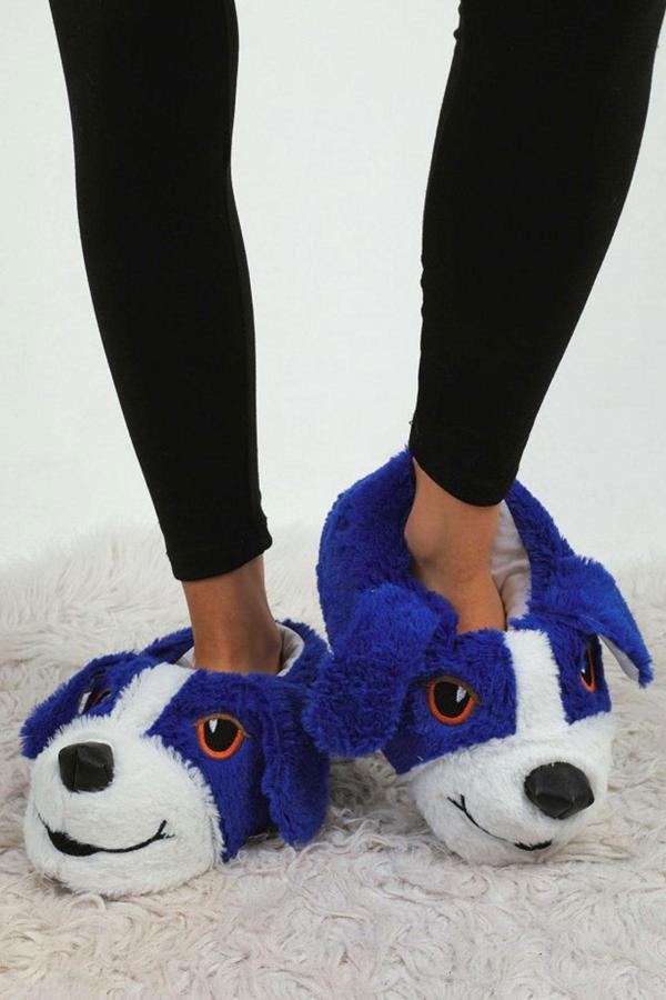 Kadın Peluş İçi Tüylü Yumuşak Rahat Kaydırmaz Panduf Ev Ayakkabısı Unisex 1031-124-0002 Mavi-39-40 - Image 1