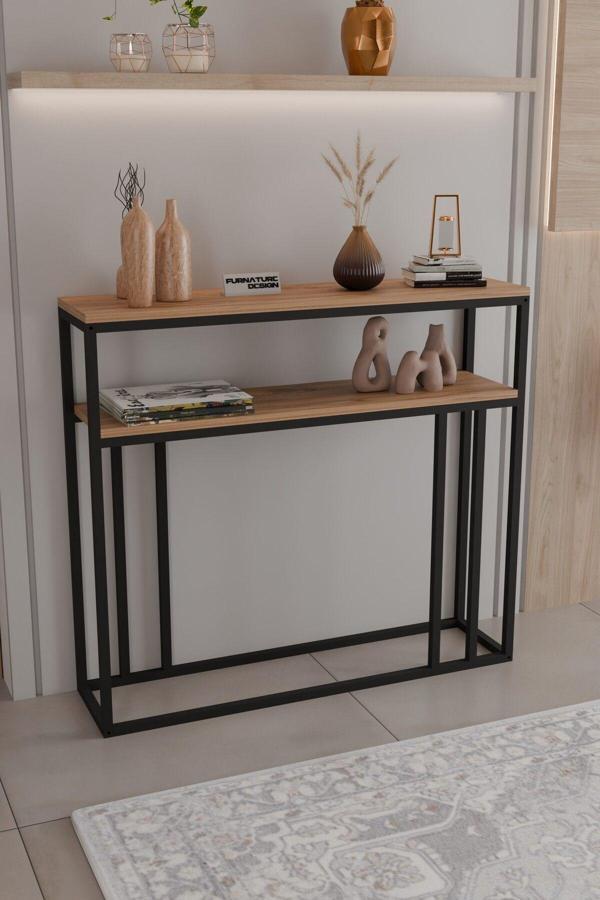 2 Raflı Metal Dresuar Raflı Lüx Dresuar Kitaplık Salon Düzenleyici 2 Raflı 100 Cm - Image 1