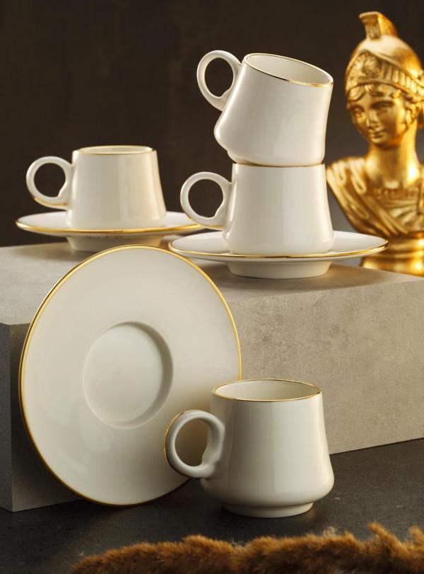 Sandro Moreno 12 Parça 6 Kişilik Duble Kahve Fincanı Seti 1453 Yüzük Liine Gold Ar210011  - Image 1