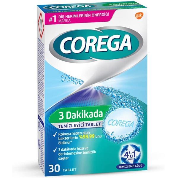 Corega 3 Dakikada Diş Protezi Temizleyici 30 Tablet - Image 1