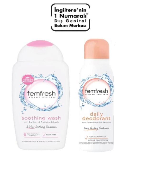 Femfresh Genital Bölge Rahatlatıcı Yıkama Jeli 250 Ml + Genital Bölge Deodorantı - Intimate Deodorant 125 Ml - Image 1
