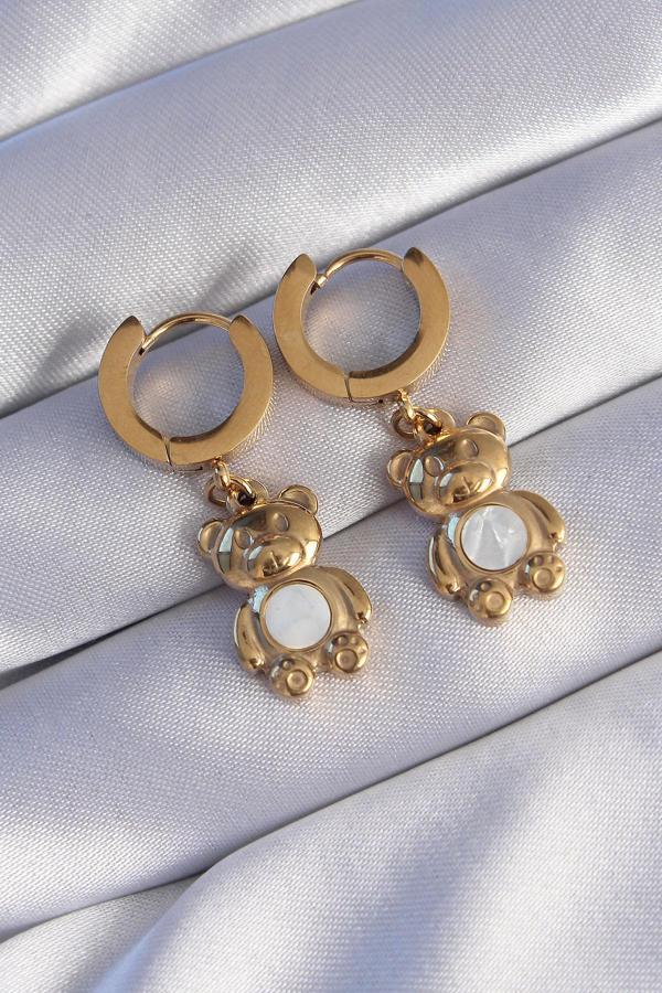 316L Çelik Gold Renk Teddy Model Küpe - Image 1