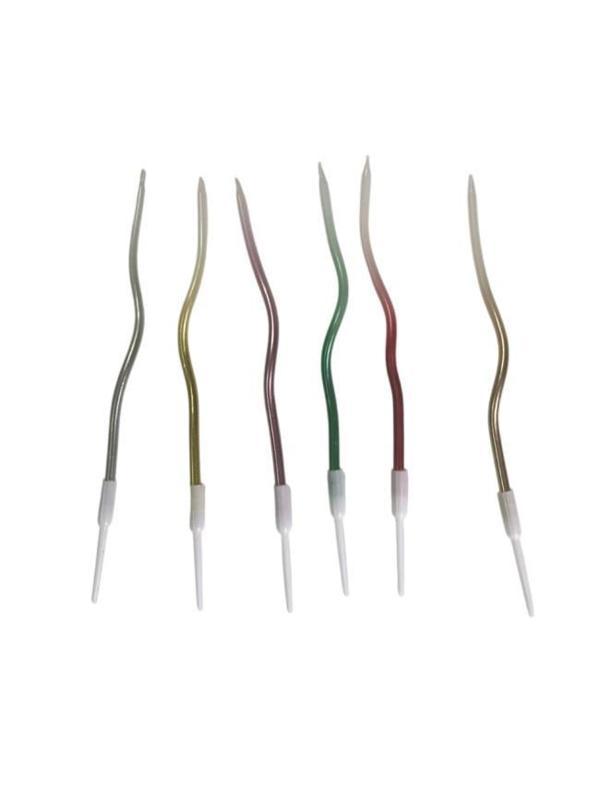 Eğik Pasta Mumu Karışık Açık Renkli  6 lı 14 cm - Image 1