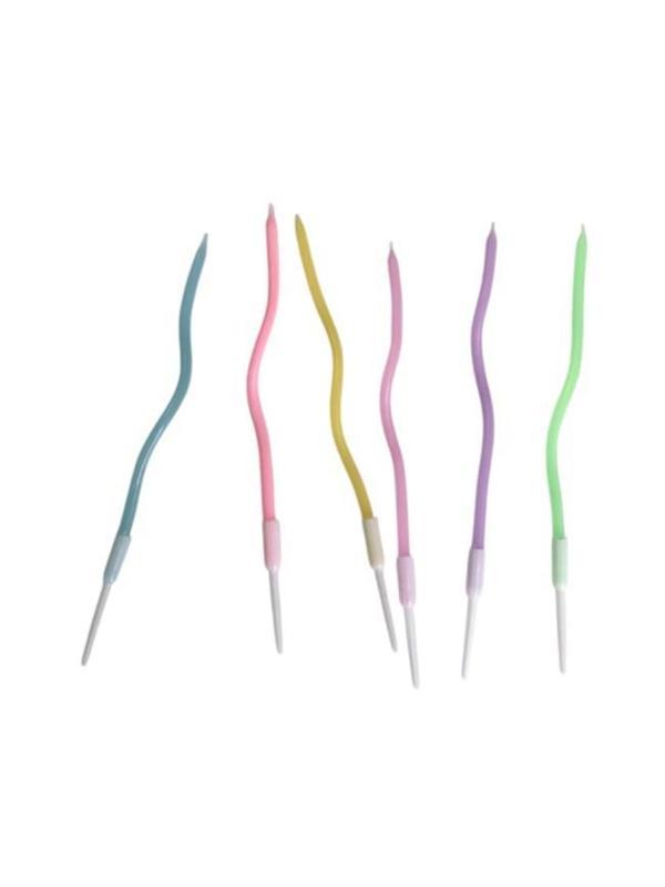 Eğik Pasta Mumu Karışık Pastel Renkli  6 lı 14 cm - Image 1