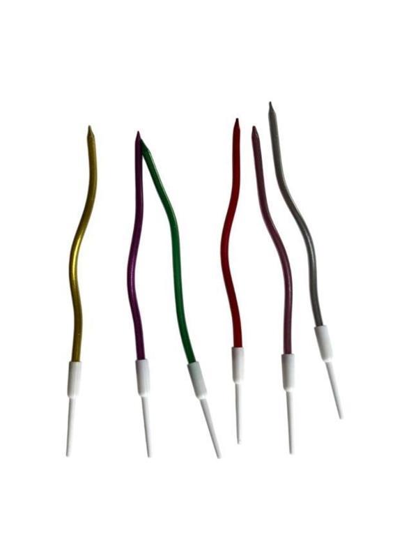 Eğik Pasta Mumu Karışık Renkli  6 lı 14 cm - Image 1