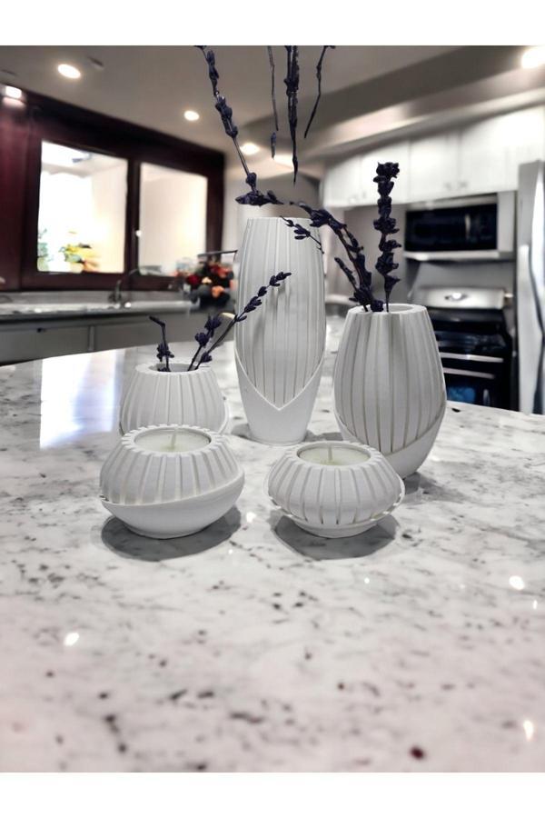 Taşdevri Life 5 Li Bohem Vazo Ve Mumluk Seti - Image 1