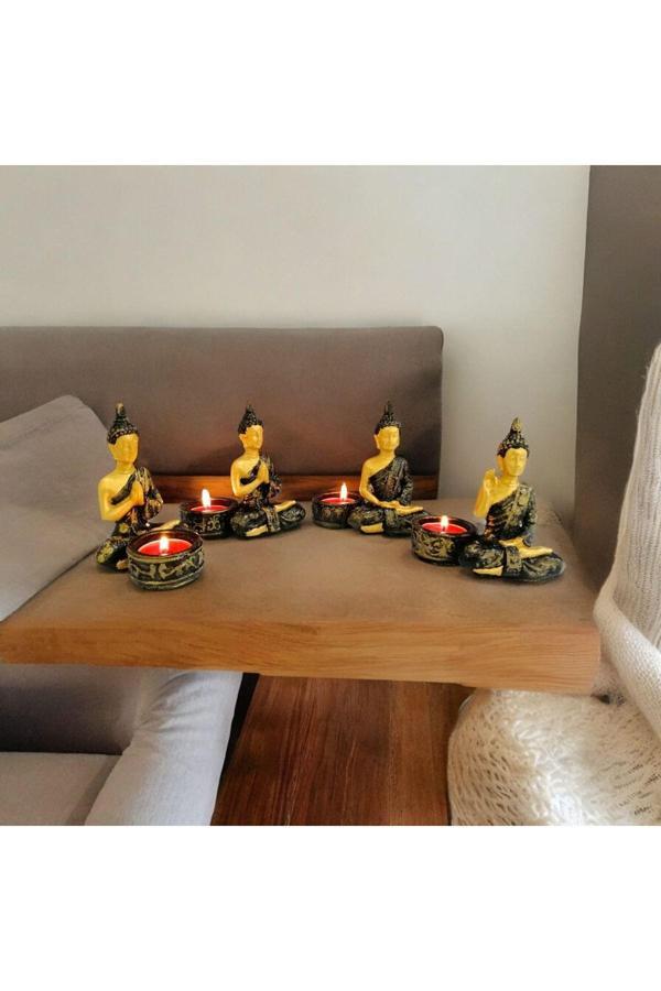 Taşdevri Life Dekoratif 4 Lü Buda Mumluk Tealight - Image 1