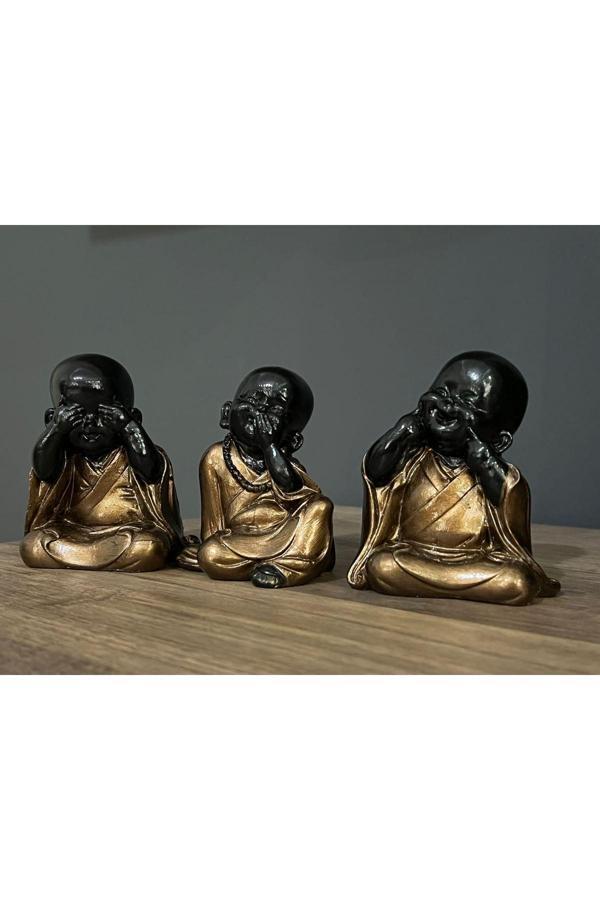 Taşdevri Life Görmedim Duymadım Bilmiyorum 3 Lü Buda Biblo Siyah - Image 1