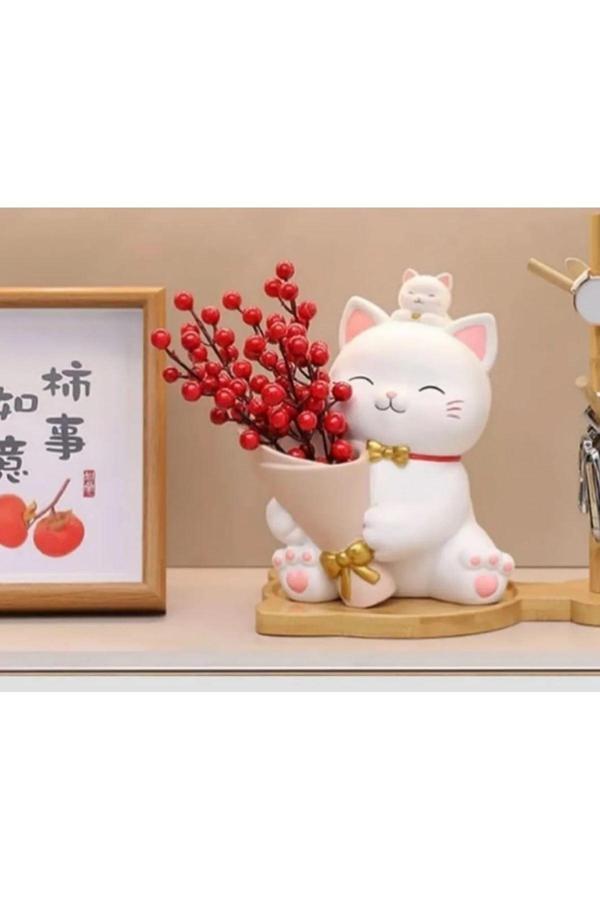 Taşdevri Life Japon Şans Kedisi Dekoratif Vazo Ve Kalemlik - Image 1