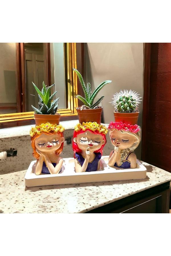 Taşdevri Life Sukulent Kızlar 3 Lü Saksı Seti 3 - Image 1