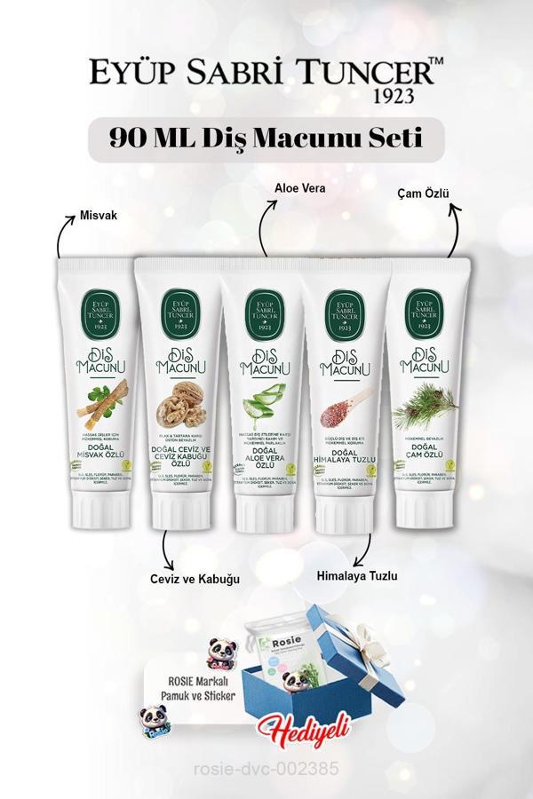 Himalaya, Aloe Vera, Misvak, Ceviz ve Kabuğu, Çam Özlü 90 ml Diş Macun Seti ve Rosie - Image 1