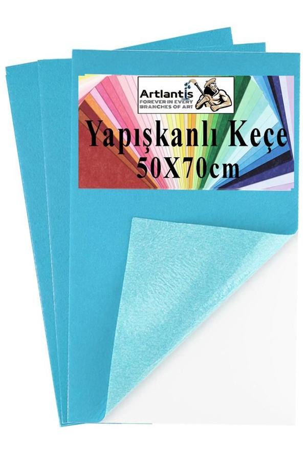 Açık Mavi Yapışkanlı Keçe 50x70 cm 3 Adet 2.0 mm Kendinden Yapışkanlı Renkli Hobi Keçesi Elişi Keçe Kumaşı Anasınıfı - Image 1