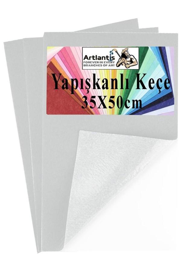 Beyaz Yapışkanlı Keçe 35x50 cm 3 Adet 2.0 mm Kendinden Yapışkanlı Renkli Hobi Keçesi Elişi Keçe Kumaşı Anasınıfı - Image 1