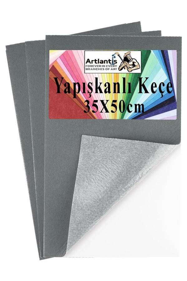 Gri Yapışkanlı Keçe 35x50 cm 3 Adet 2.0 mm Kendinden Yapışkanlı Renkli Hobi Keçesi Elişi Keçe Kumaşı Anasınıfı - Image 1