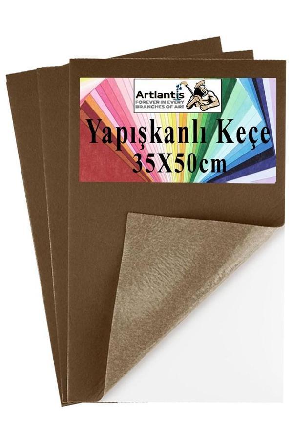 Kahverengi Yapışkanlı Keçe 35x50 cm 3 Adet 2.0 mm Kendinden Yapışkanlı Renkli Hobi Keçesi Elişi Keçe Kumaşı Anasınıfı - Image 1