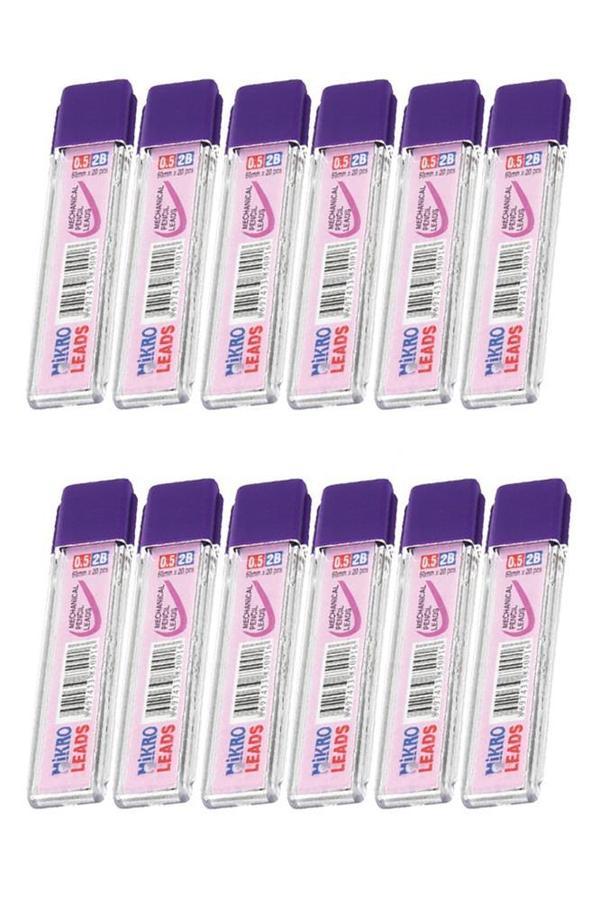 Kalem Ucu 2B 0,5 mm 12 Adet Mekanik Uçlu Otomatik Kurşun Kalem Ucu 2B 60mm x 0,5mm Siyah Mikro Uç Kısa - Image 1