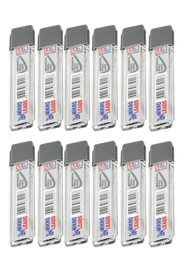 Kalem Ucu 2B 0,9 mm 12 Adet Mekanik Uçlu Otomatik Kurşun Kalem Ucu 2B 60mm x 0,9mm Siyah Mikro Uç Kısa - Image 1