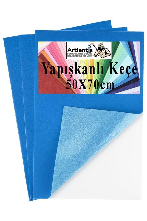 Mavi Yapışkanlı Keçe 50x70 cm 3 Adet 2.0 mm Kendinden Yapışkanlı Renkli Hobi Keçesi Elişi Keçe Kumaşı Anasınıfı - Image 1
