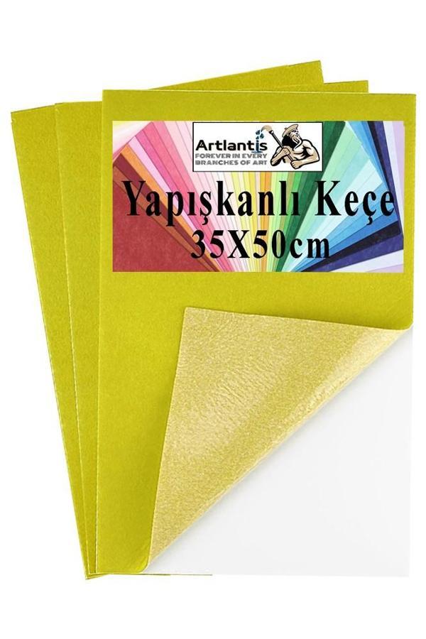Sarı Yapışkanlı Keçe 35x50 cm 3 Adet 2.0 mm Kendinden Yapışkanlı Renkli Hobi Keçesi Elişi Keçe Kumaşı Anasınıfı - Image 1