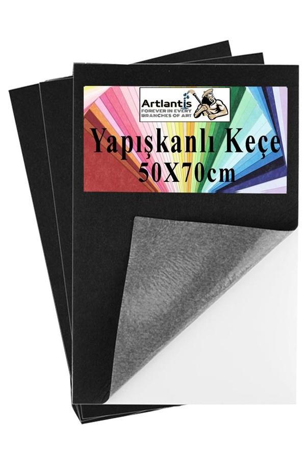 Siyah Yapışkanlı Keçe 50x70 cm 3 Adet 2.0 mm Kendinden Yapışkanlı Renkli Hobi Keçesi Elişi Keçe Kumaşı Anasınıfı - Image 1