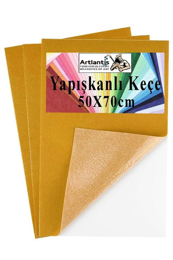 Turuncu Yapışkanlı Keçe 50x70 cm 3 Adet 2.0 mm Kendinden Yapışkanlı Renkli Hobi Keçesi Elişi Keçe Kumaşı Anasınıfı - Image 1