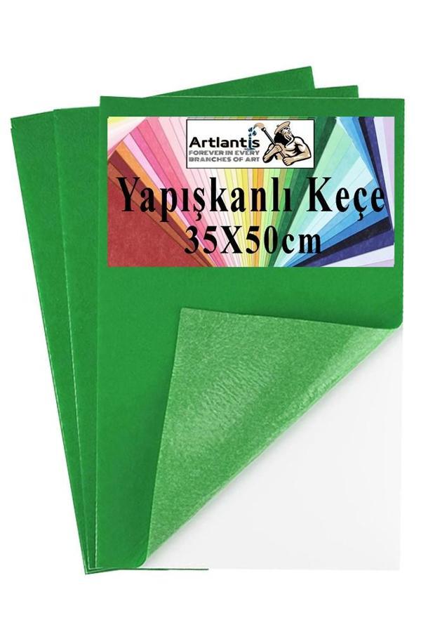 Yeşil Yapışkanlı Keçe 35x50 cm 3 Adet 2.0 mm Kendinden Yapışkanlı Renkli Hobi Keçesi Elişi Keçe Kumaşı Anasınıfı - Image 1
