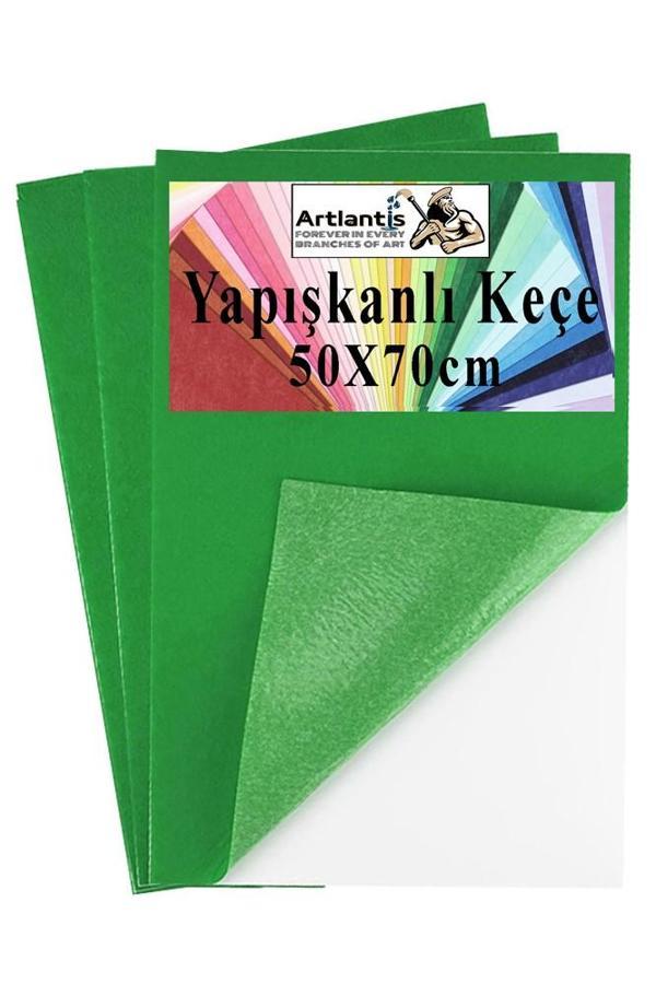 Yeşil Yapışkanlı Keçe 50x70 cm 3 Adet 2.0 mm Kendinden Yapışkanlı Renkli Hobi Keçesi Elişi Keçe Kumaşı Anasınıfı - Image 1