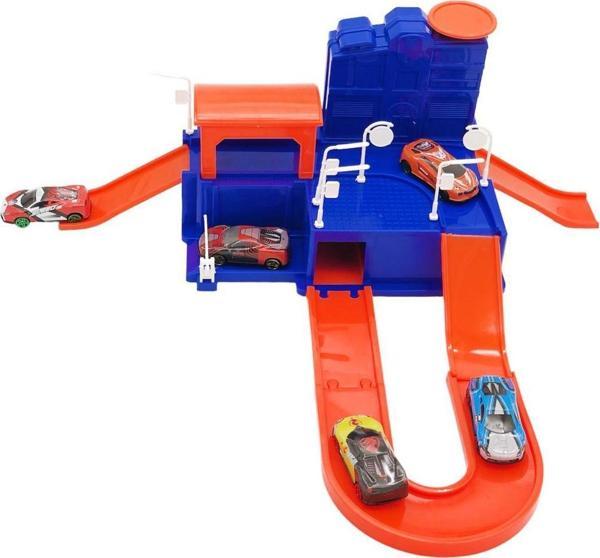 Toysan 5 Metal Yarış Aracı ve Garaj Oyun Seti TOY-33,Çocuklar İçin Garaj Seti ve Arabalar - Image 1