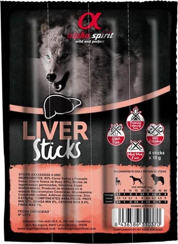 Alpha Spirit Ciğerli Sticks Köpek Ödül Maması 4X10 Gr - Image 1