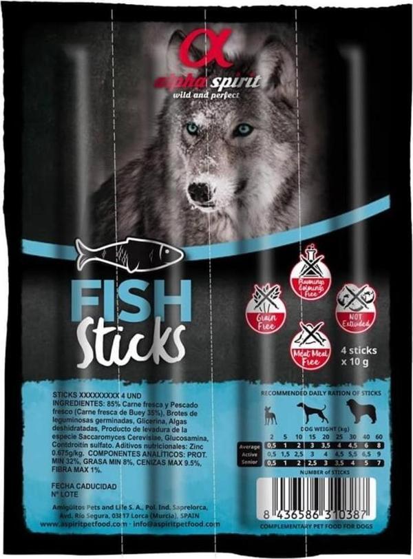 Alpha Spirit Balıklı Sticks Köpek Ödül Maması 4X10 Gr - Image 1