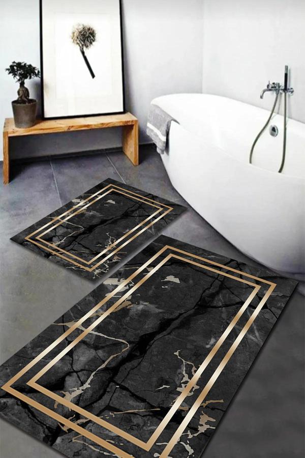 Banyo Paspas Takımı 2'li Set Kaymaz Tabanlı Yıkanabilir BB-114 - Image 1