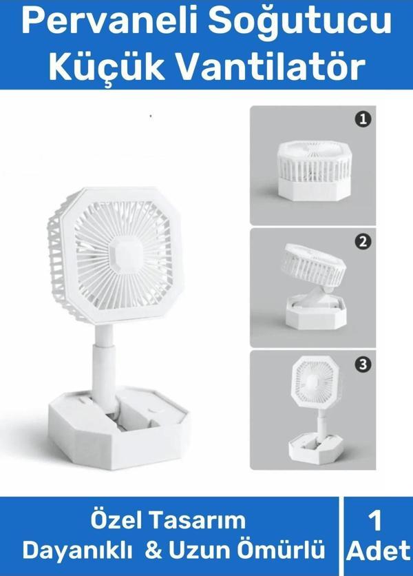 Deluxe Katlanabilir 2 Modlu Usb Şarjlı Sessiz Mini Fan Yelpazeli Pervaneli Soğutucu Vantilatör - Image 1