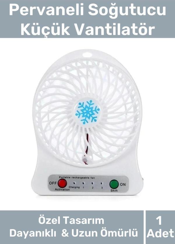 Premium Usb Şarjlı 3 Kademeli Sessiz Taşınabilir Mini Fan Pervaneli Soğutucu Küçük Vantilatör - Image 1
