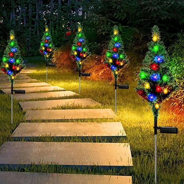 2 Adet Solar Güneş Enerjili RGB Işığı Dekoratif Çam Ağacı Bahçe Peyzaj Aydınlatma Süsü Led Işık - Image 1