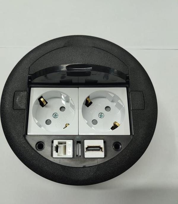 Masa Üstü Priz Siyah+ 2 Ad. Priz+1 Ad. Hdmı+1 Ad. Ethernet Geçiş - Image 1