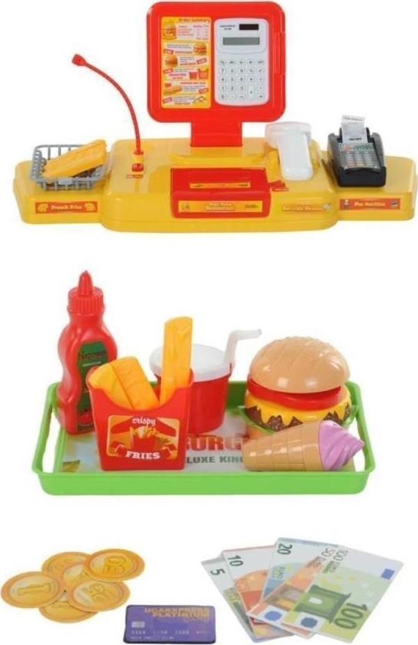 Uçar Oyuncak Barkod Okuyuculu Tartılı Pos Makineli Hesap Makineli Yazar Kasa Hamburger Seti - Image 1