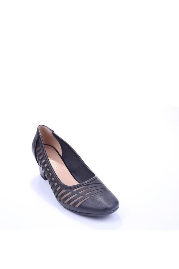 Gold Step 0370 Kadın Siyah 5 Cm Topuk Günlük Fileli Ayakkabı - Image 1