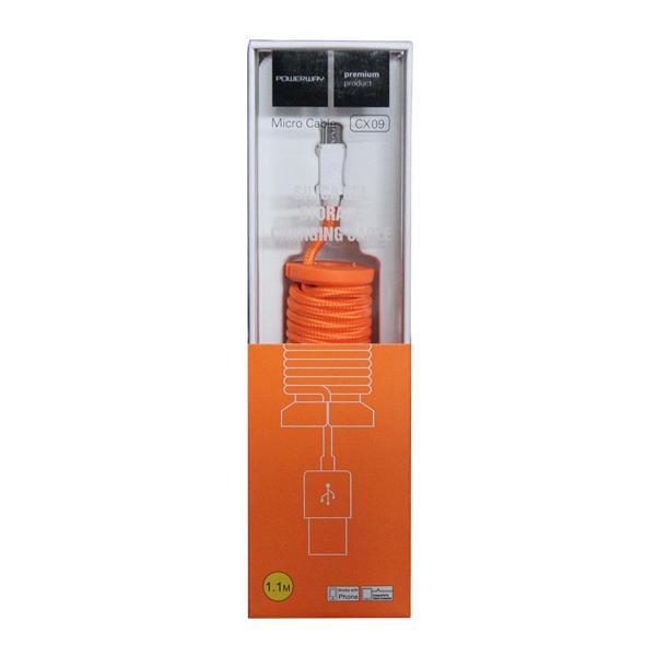 Powerway Micro USB Hızlı Şarj Kablosu Örgülü 1.1M - CX09 Turuncu - Image 1