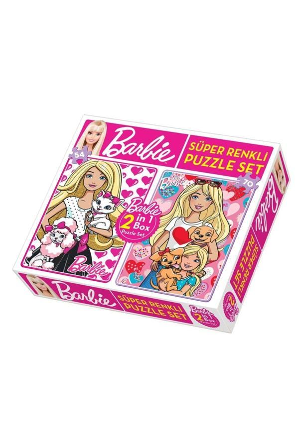 FABBATOYS Süper Renkli 2si1 arada Puzzle Set - Barbie / 54+70 Parça Puzzle - Image 1