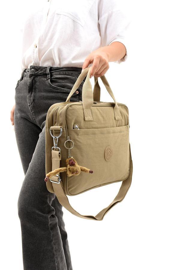 Unisex Klinkır Bej Renkli Suya Dayanıklı Laptop Bölmeli Çapraz-el Askılı Evrak Ve Laptop Çantası - Image 1