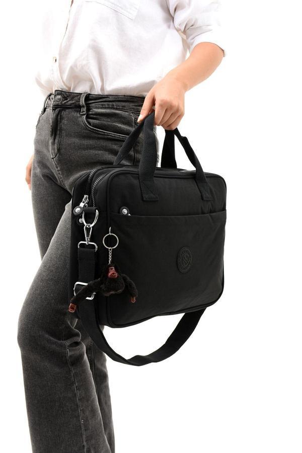 Unisex Klinkır Siyah Renkli Suya Dayanıklı Laptop Bölmeli Çapraz-el Askılı Evrak Ve Laptop Çantası - Image 1
