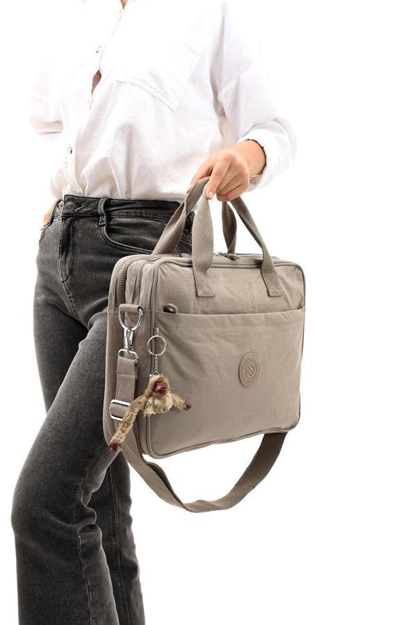 Unisex Klinkır Vizon Renkli Suya Dayanıklı Laptop Bölmeli Çapraz-el Askılı Evrak Ve Laptop Çantası - Image 1