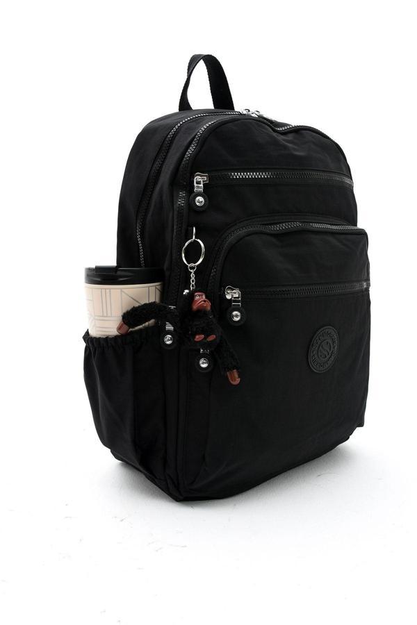Unisex Suya Dayanıklı Kumaş Laptop Bölmeli Büyük Boy Siyah Renkli Okul Seyahat Sırt Çantası - Image 1
