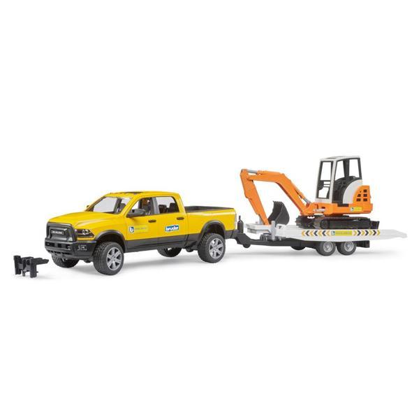 Bruder Oyuncak Ram 2500 Römorklu Pickup ve Mini Ekskavatör BR02546 - Image 1