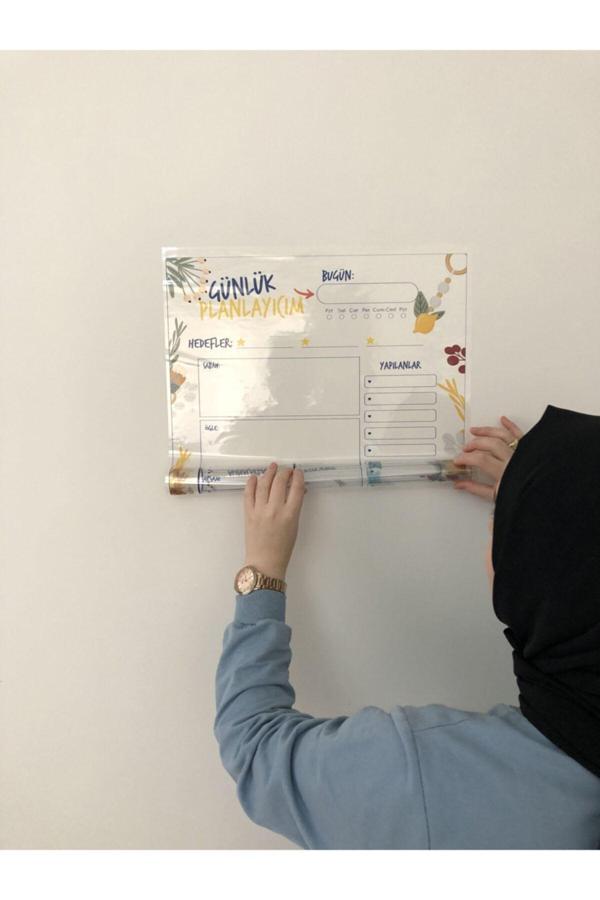 Tutunabilir Kağıt Günlük Planlayıcı Yazı Tahtası Akıllı Kağıt Tahta Planner + Kalem 47X70 Cm - Image 1