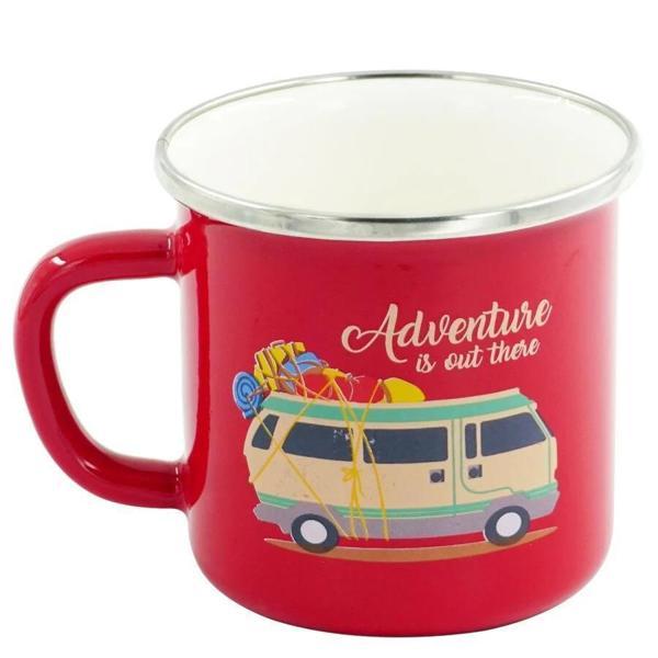 Orcamp Retro Emaye Kupa Bardak 330 cc [Karavan] KIRMIZI - Image 1