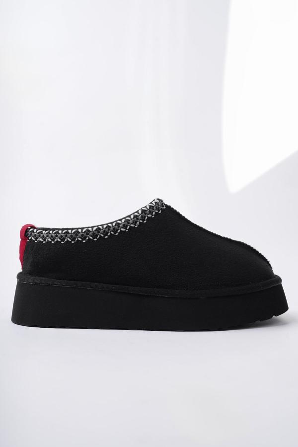 Muggo LİNG Garantili Kalın Taban Içi Tüylü Yuvarlak Burunlu Kadın Terlik - Image 1