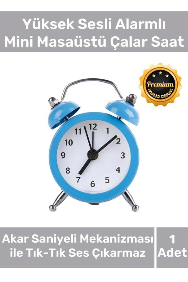 Deluxe Yüksek Sesli Alarmlı Pilli Dekoratif Çift Çanlı Mini Masaüstü Analog Dekoratif Çalar Saat - Image 1