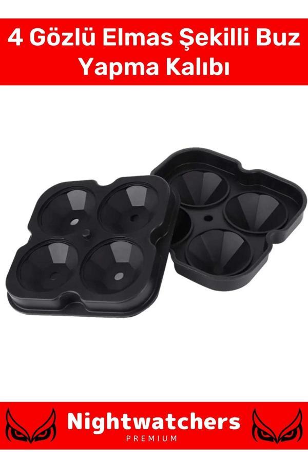 Deluxe Seri 4 Gözlü Kırılmaz Esnek Silikon Kokteyl İçecek Elmas Şekilli Buz Yapma Kalıbı Buzluk - Image 1