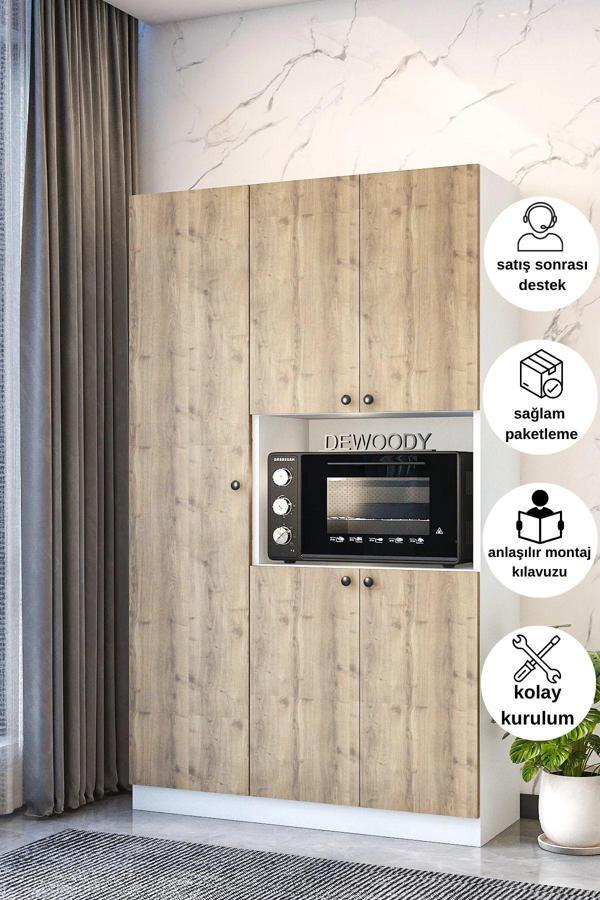Dewoody Çok Amaçlı 5 Kapaklı Kiler Dolabı/ Mikrodalga Dolabı/ Mini Fırın Dolabı - Image 1